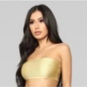 Fashion Nova Gold Strapless Cropped Tube Top